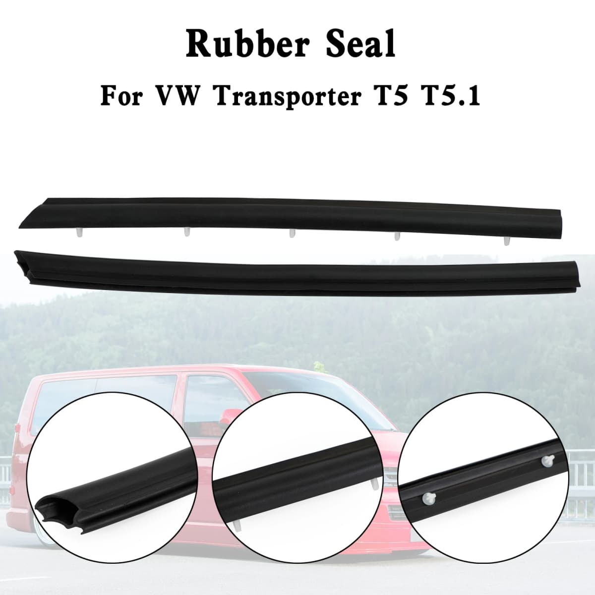 Artudatech 2x Front Door Gasket Seal Rubber Trim For VW Transporter T5 T5.1