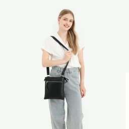 Miss Lulu WOMEN'S Shoulder Bag-Medium Mobile Phone bag with Adjustable Strap & Multiple Compartments, Black