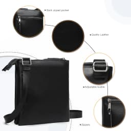 Miss Lulu WOMEN'S Shoulder Bag-Medium Mobile Phone bag with Adjustable Strap & Multiple Compartments, Black