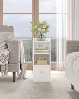 Bedside Table set of 2, with Charging Station, USB & Type C Connection, 3 Levels of Storage with 1 Drawer, Black