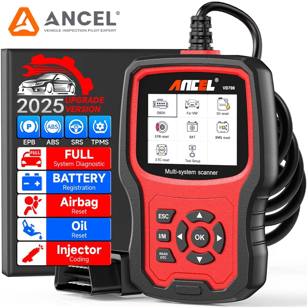 Ancel VD700 Car Diagnostic Tool for VW All System Code Reader ABS EPB TPMS DPF OBD2 Scanner Code Reader for VAG Audi Skoda