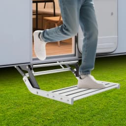 Manual RV Step 330lbs Capacity Entry Folding Step Motorhome Side Step Camping Anti-Slip Steps RV Mounting with Screws for RVs Travel Trailers Trucks