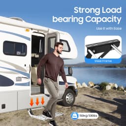 Manual RV Step 330lbs Capacity Entry Folding Step Motorhome Side Step Camping Anti-Slip Steps RV Mounting with Screws for RVs Travel Trailers Trucks