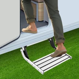 Manual RV Step 330lbs Capacity Entry Folding Step Motorhome Side Step Camping Anti-Slip Steps RV Mounting with Screws for RVs Travel Trailers Trucks