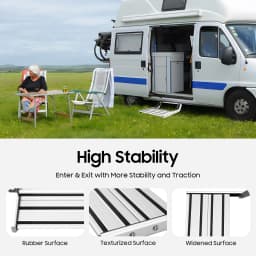 Manual RV Step 330lbs Capacity Entry Folding Step Motorhome Side Step Camping Anti-Slip Steps RV Mounting with Screws for RVs Travel Trailers Trucks
