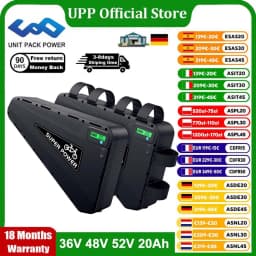 Original Ebike Battery 52V 48V Triangle Lithium Battery Hard Case Pack For 350W 500W 750W 1000W 1500W 2000W 3000W