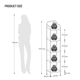 Hzuaneri Bookcase, Shelf, Standing Shelf, Narrow Bookcase, Industrial Corner Shelf, Slim Shelf for Home Office, Living Room