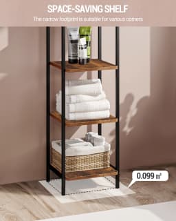 Hzuaneri Bookcase, Shelf, Standing Shelf, Narrow Bookcase, Industrial Corner Shelf, Slim Shelf for Home Office, Living Room