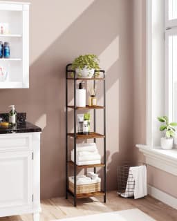 Hzuaneri Bookcase, Shelf, Standing Shelf, Narrow Bookcase, Industrial Corner Shelf, Slim Shelf for Home Office, Living Room