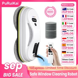PuRuiKai 2025 Robotic Window Cleaner – AI-Powered Streak-Free for Glass/Patio Doors/Tiles Ultra-Quiet & Remote Control PRK-309