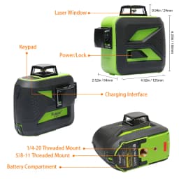 Huepar 603CR 12 Lines 3D Cross Laser Level Self-Leveling 360 Horizontal And Vertical Cross Super Powerful Red Laser Beam Line