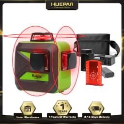 Huepar 603CR 12 Lines 3D Cross Laser Level Self-Leveling 360 Horizontal And Vertical Cross Super Powerful Red Laser Beam Line