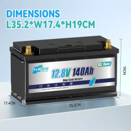 HRBEEnergy 12V 140Ah Bluetooth LiFePO4 Lithium Battery,Low-Temp Protection,Rechargeable Battery for Marine,Trolling Motor,Solar
