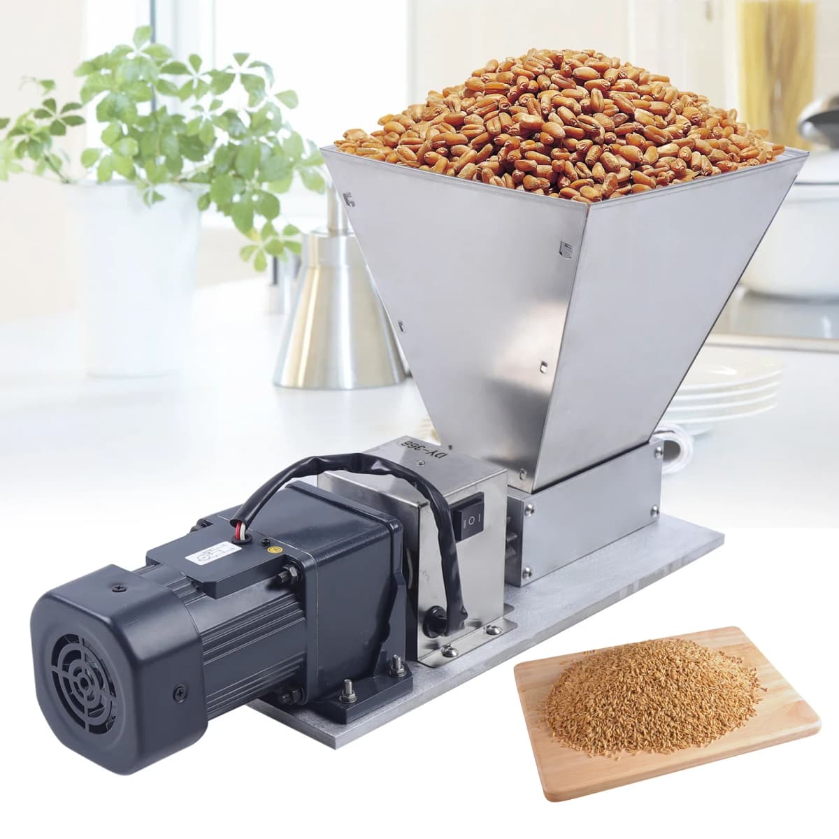 220V Electric Grain Mill Barley Grinder Wet / Dry Malt Crusher Grain HomeBrew Mill Stainless Steel 60W 75RPM