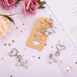 20pcs/set Baptism Favors Angel Keychains Pendant Baptism Party Boxes White Moon Star Organza Bags with Drawstring Thank You Tags