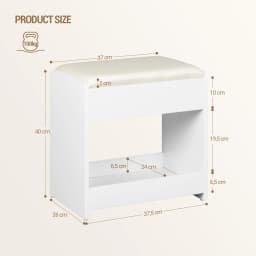 Stool Dressing Table, Padded Stool with Non-Slip Foot Pads, for Dressing Room, Bedroom, Entrance Area, White