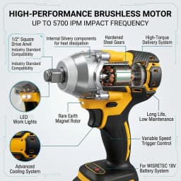 Brushless Electric Wrench Cordless Electric Wrench Lithium Battery Wrench Double Battery/Single Battery Plastic Box Packaging