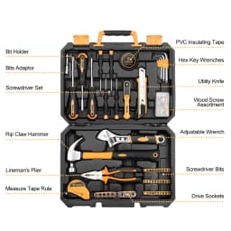 DEKO 100pcs Socket Wrench Hand Tool Set for Auto Repair with Measure Tape Driver Screwdriver Combination Tool Box edc Home DIY
