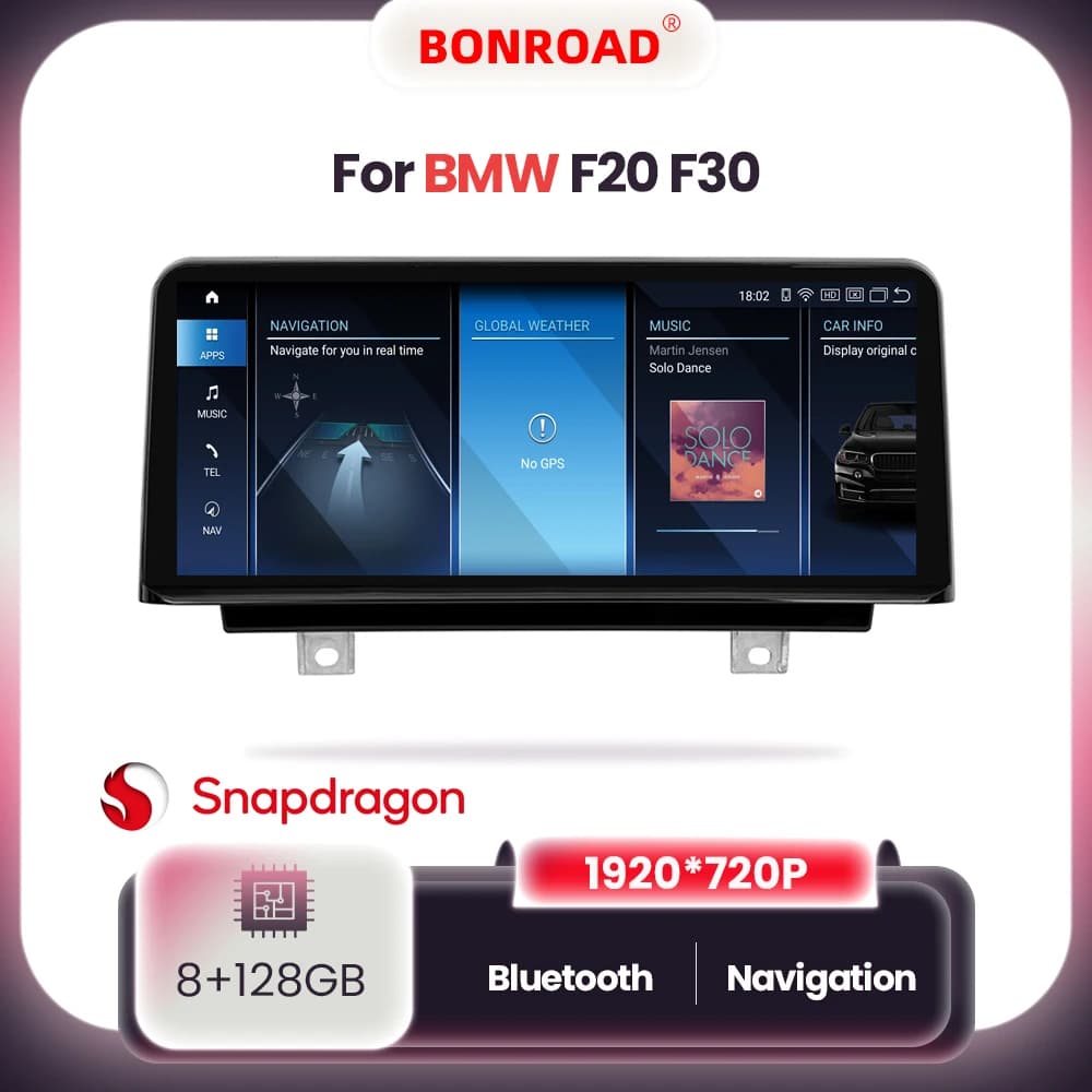 BONROAD 8+128GB Carplay Android auto Multimedia Player Car Radio For BMW 1 2 3 4 Series F20 F21 F22 F30 F31 F32 F33 F34 F36 M4