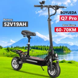 BOYUEDA Q7Pro EScooters Dual Motor 52V 19Ah Battery Hydraulic Oil Brake Electric Scooter Widen 10" Anti-slip Tire Scooters Electric Suitable For Daily Travel And Commuting E-Scooter