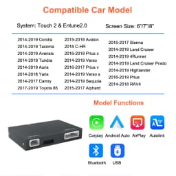 Bonroad Wireless Carplay Android Auto Decoder For TOYOTA Touch2 Entune2.0 Highlander Tundra Sienna Prius Yaris Camry CHR Module
