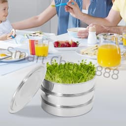 3 Pcs Seed Sprouting Kit Stainless Steel Sprouts Growing Tray Seed Sprouting Round Sliver For Beans Peas