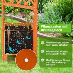 Flower Box with Wooden Trellis, Planter Box for Climbing Plants, Raised Bed with Trellis & Drainage Hole,Orange