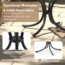 Side table, small garden table, weatherproof balcony table, square coffee table with tempered glass top,50 x 50 x 45 cm
