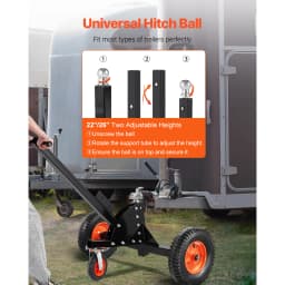 VEVOR 1500lbs Tongue Trailer Dolly 2 in 1 Boat Mover with 22in-26in Adjustable Height & 15.2 in Tires for Moving Car RV Trailers