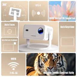 Magcubic 650ANSI L018 8K Home Projector Native 1080P Android 14 WiFi6 BT 5.4 Portable Movie Projector with 360°Correction