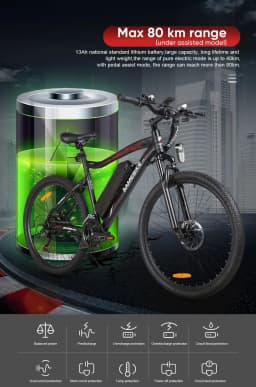 SAMEBIKE SY26II E-Bike Brushless Motor 36V13AH Lithium Battery Electric Bike 26Inch Tire Adult All Terrain Electric Bicycle