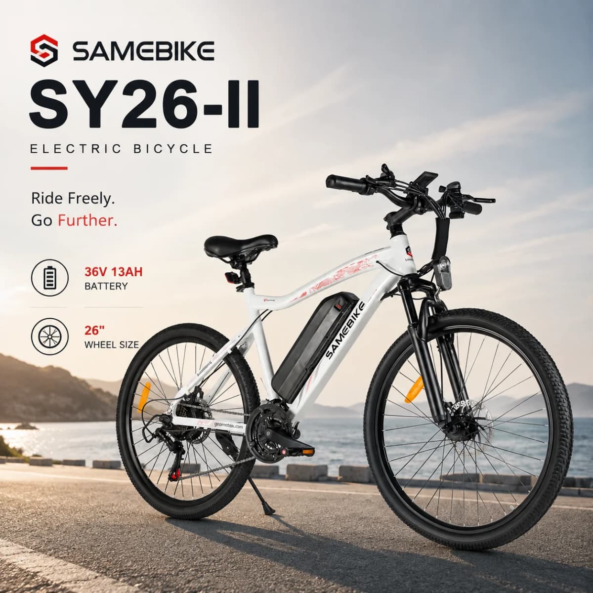 SAMEBIKE SY26II E-Bike Brushless Motor 36V13AH Lithium Battery Electric Bike 26Inch Tire Adult All Terrain Electric Bicycle