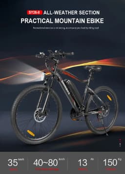 SAMEBIKE SY26II E-Bike Brushless Motor 36V13AH Lithium Battery Electric Bike 26Inch Tire Adult All Terrain Electric Bicycle