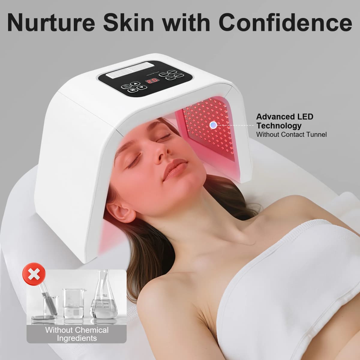Spa Beauty Equipment Beauty Machine Face Steamer 287 SMD Light Therapy for Acne/Wrinkles/Pigment Skin Care Aging Reduction