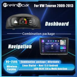 Prelingcar 10.25 inch Lcd Digital Cluster Dashboard For VW Touran 2004-2013 Years Android Player Navigation Radio Paneel Cockpit