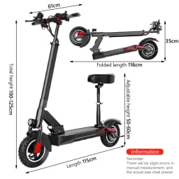 Electric Scooter with Seat, Off Road Tire, Kick Scooter, 45 km/h, 16Ah, 800W, 10in