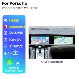Junsun Qualcomm 665 Car Radio For Porsche Panamera 970 2011-2017 Dual screen Upgraded Interactive Carplay DTS Multimedia Player