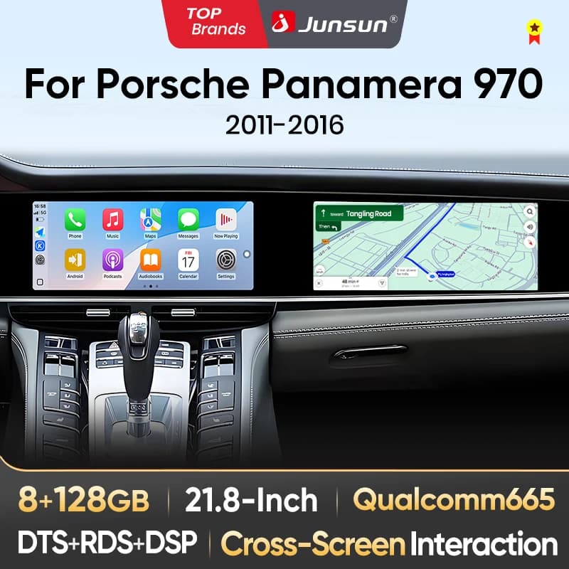 Junsun Qualcomm 665 Car Radio For Porsche Panamera 970 2011-2017 Dual screen Upgraded Interactive Carplay DTS Multimedia Player