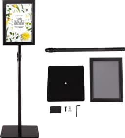 Information stand A4, information stand height adjustable, poster stand, advertising stand, poster stand, display stand (black)