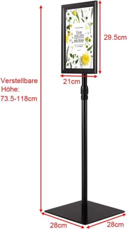 Information stand A4, information stand height adjustable, poster stand, advertising stand, poster stand, display stand (black)