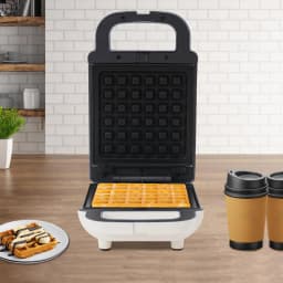 Electric Waffles Maker Sandwich Non-stick Skillet Waffle Baking Pan Double-side Heating Bread Roaster White for Home