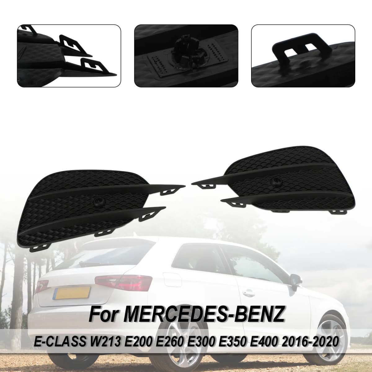Artudatech 2pcs Bumper Grille Fog Lights Grill Grille Trim Cover fit MERCEDES E-Class W213
