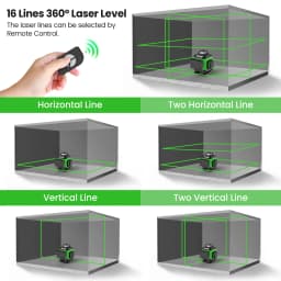 4D 16 Lines 360 ° Self-Leveling Laser Levels with Tripod and Suitcase Horizontal and Vertical Professional Laser Level Tool
