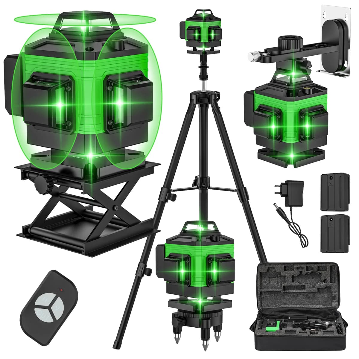 4D 16 Lines 360 ° Self-Leveling Laser Levels with Tripod and Suitcase Horizontal and Vertical Professional Laser Level Tool