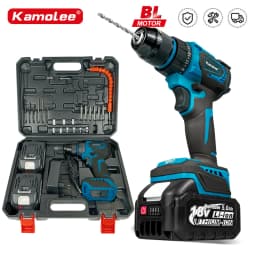 Kamolee 10MM Brushless Electric Impact Drill Cordless Screwdriver Lithium Battery Charging Hand Drill For Makita 18V Battery