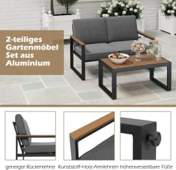 Balcony Furniture,Weatherproof Garden Furniture Set with Aluminium Frame and Soft Cushions,Patio Furniture,for Balcony,Garden
