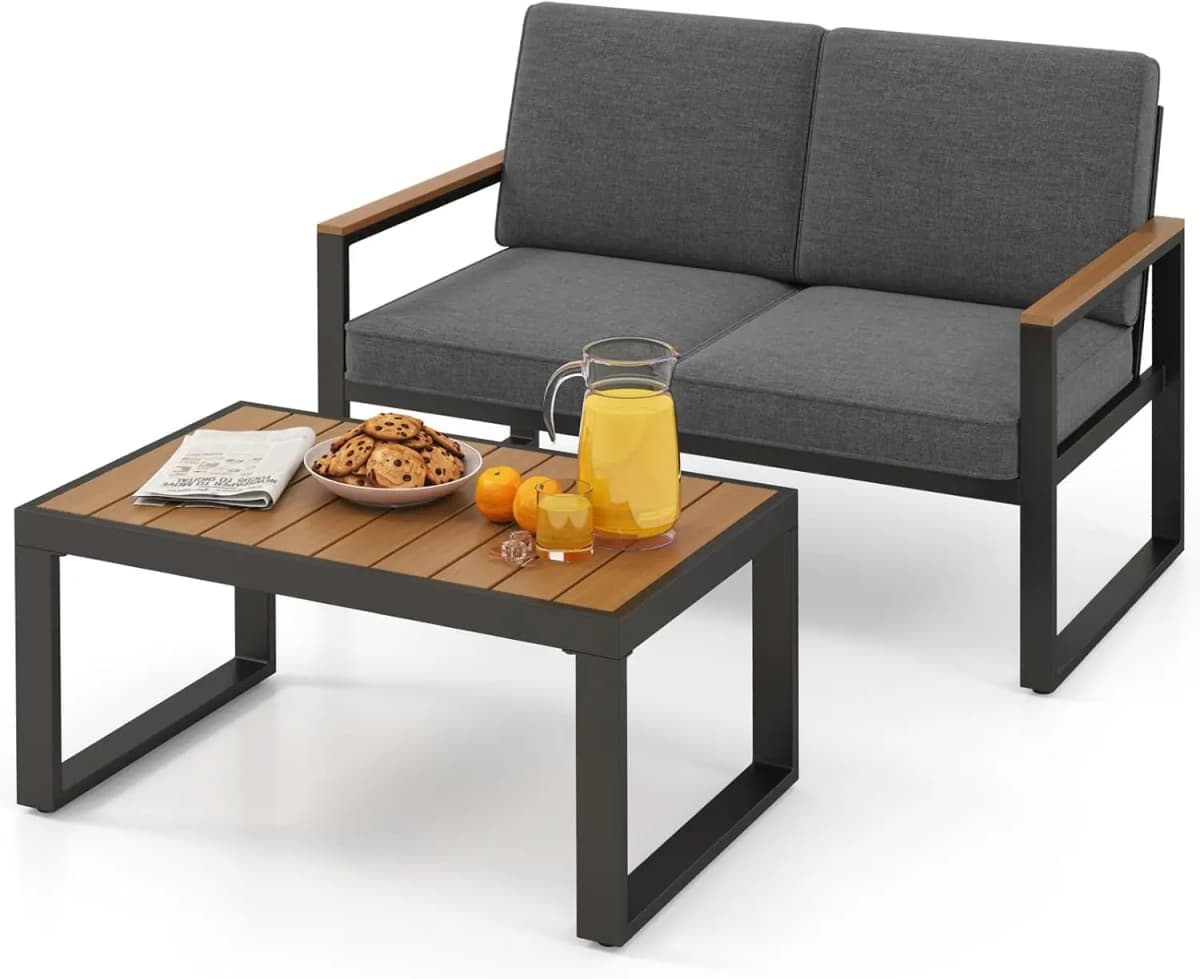 Balcony Furniture,Weatherproof Garden Furniture Set with Aluminium Frame and Soft Cushions,Patio Furniture,for Balcony,Garden
