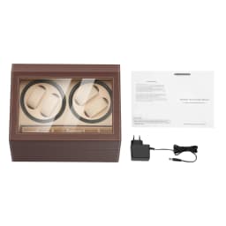 Automatic Watch Winder Display Box, 4+6 Rotation Leather Wood Watch Winder with Pillow Luxury Box Black/Brown