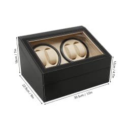 Automatic Watch Winder Display Box, 4+6 Rotation Leather Wood Watch Winder with Pillow Luxury Box Black/Brown