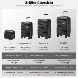Kono Hard Shell Lightweight Pp Trolley Luggage Travel Bags Suitcase with Tsa Lock and 360 ° Spinner Wheels